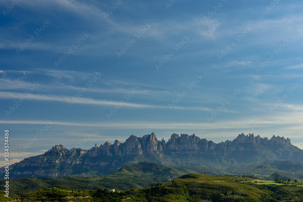 Blue sky over the Mountain of Montserrat (Catalonia, Spain)