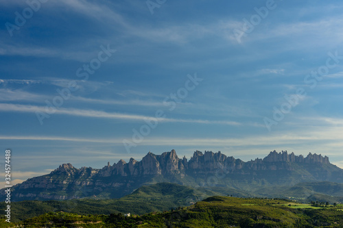 Blue sky over the Mountain of Montserrat (Catalonia, Spain)