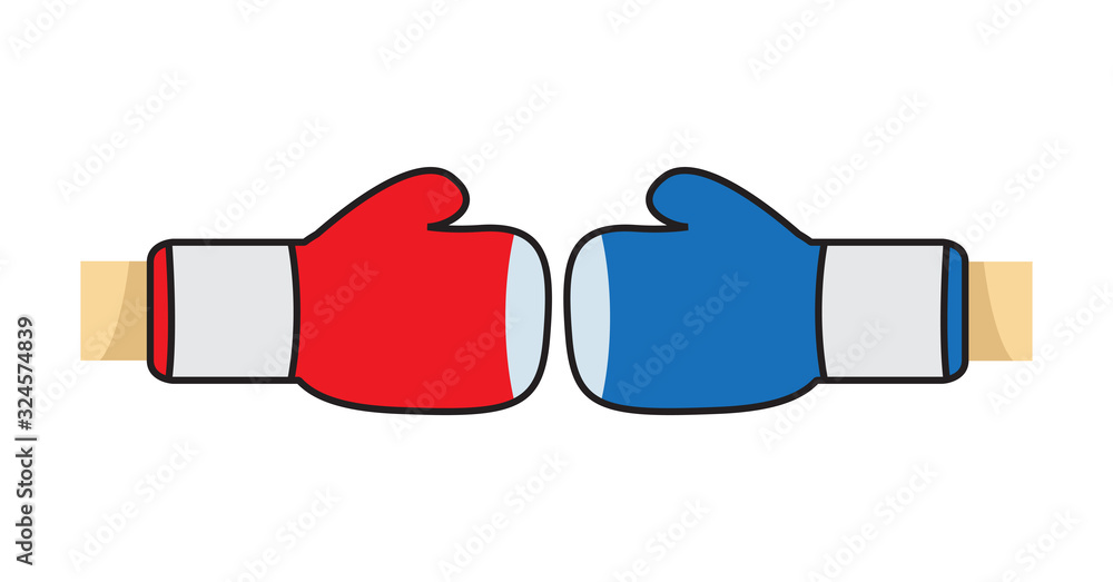 Boxing fight icon, Red and Blue hitting together , Vector design