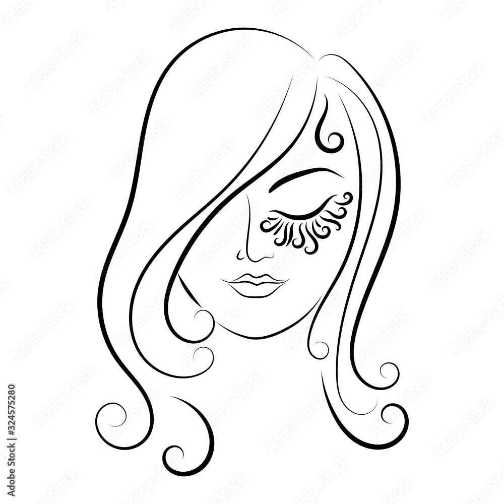 Eyelash extensions. Beauty logo. Beautiful female face with long eyelashes. Hairdresser sign. Eyelash extensions. Beauty logo. Beautiful female face with long eyelashes. Hairdresser sign.