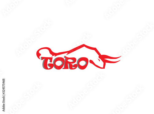 Toro attacks red stylized alphabet logo design vector illustration on white  background