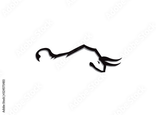 bull attacks stylized logo black design vector illustration on white  background