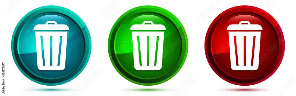 Bin icon elegant round button set illustration Bin icon elegant round button set illustration