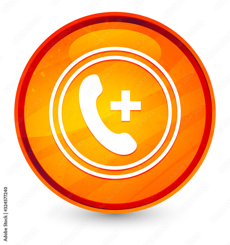 Emergency call icon glassy orange round button illustration Emergency call icon glassy orange round button illustration