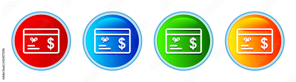 Gift card dollar sign icon glassy round button set illustration Gift card dollar sign icon glassy round button set illustration