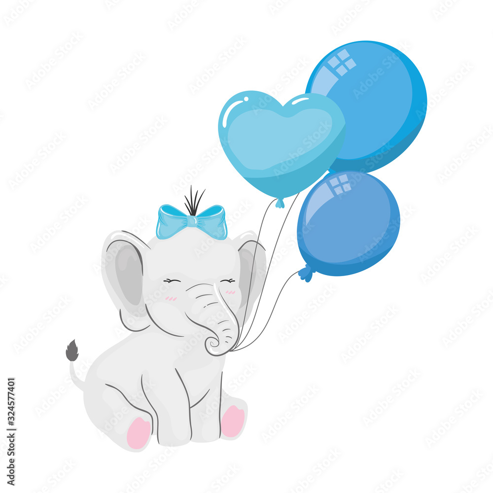 cute elephant with balloons helium isolated icon vector illustration design cute elephant with balloons helium isolated icon vector illustration design
