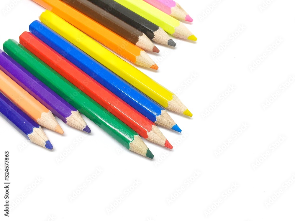 color pencils isolated on white background color pencils isolated on white background