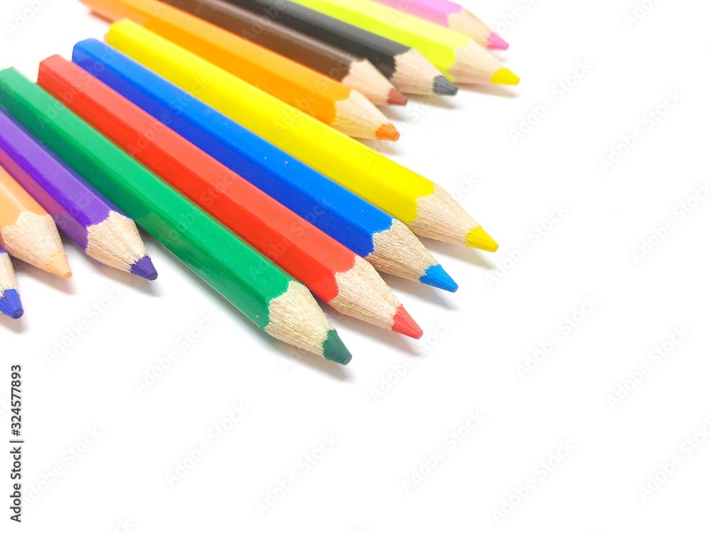 color pencils isolated on white background