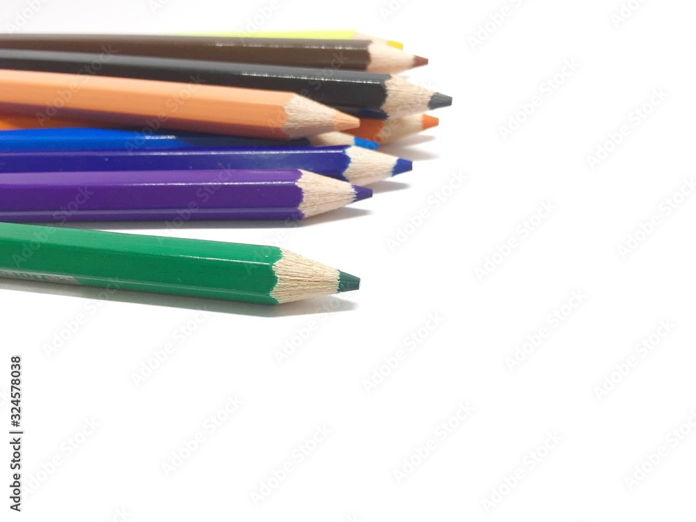 color pencils isolated on white background