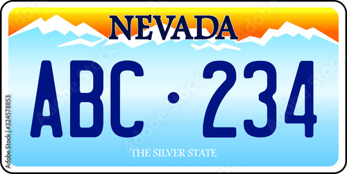 vehicle licence plates marking in Nevada in United States of America