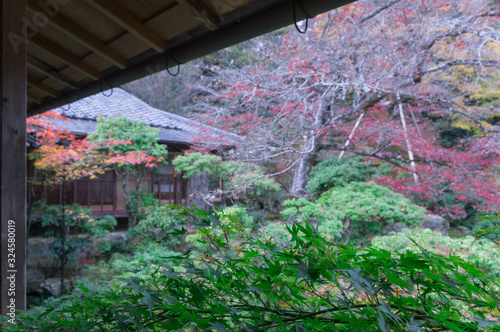 Japanese garden at the site of the Iwakura Jisso-in Gate, Sakyo-ku, Kyoto.