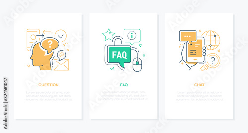 Technical support - line design style banners set