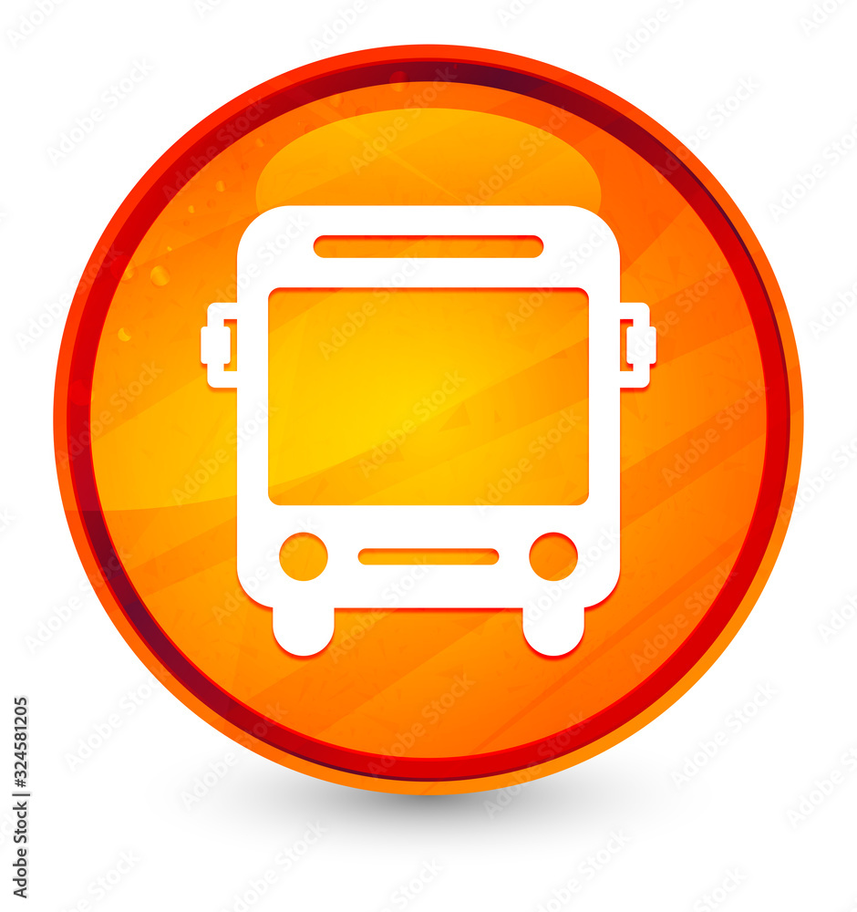 Bus icon glassy orange round button illustration Bus icon glassy orange round button illustration
