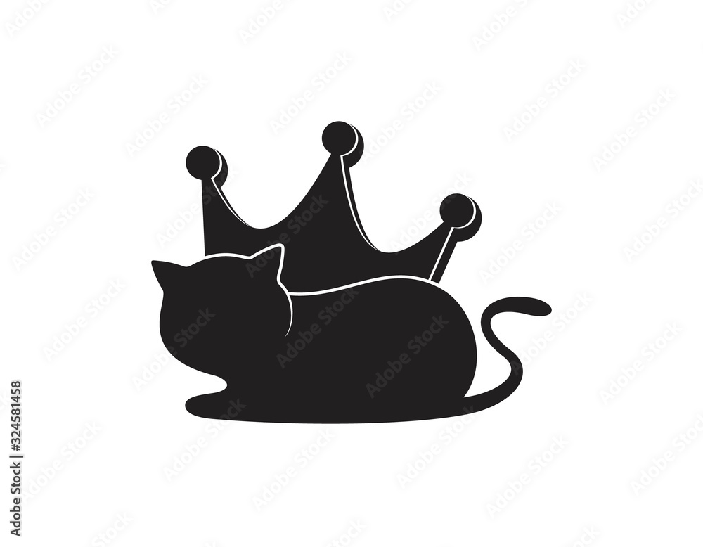 Vector illustration of the cat with crown Vector illustration of the cat with crown