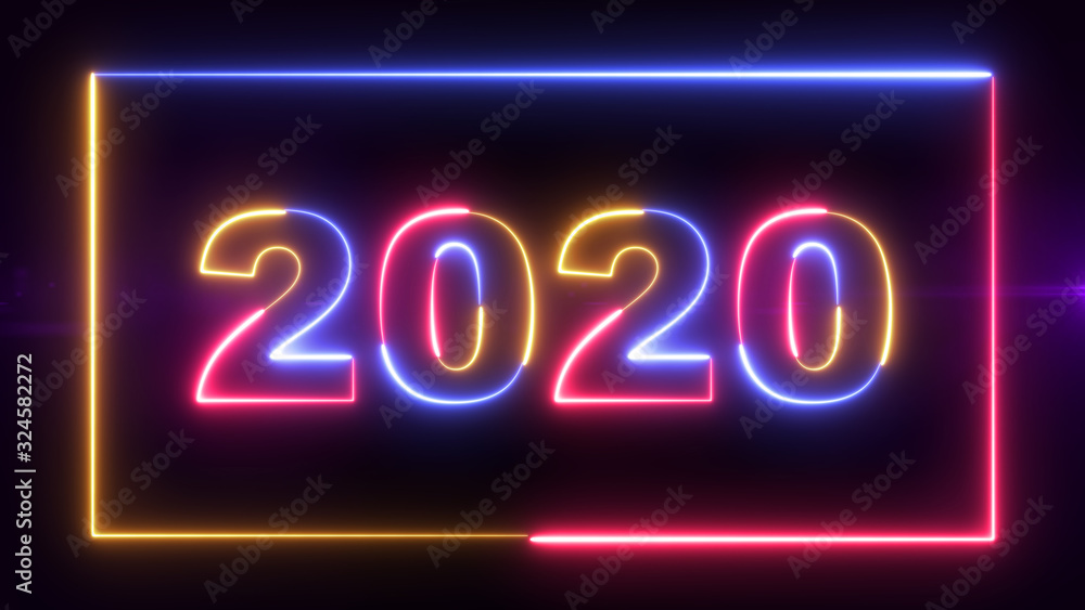 2020 new year colorful signboard in red, blue and yellow 2020 new year colorful signboard in red, blue and yellow