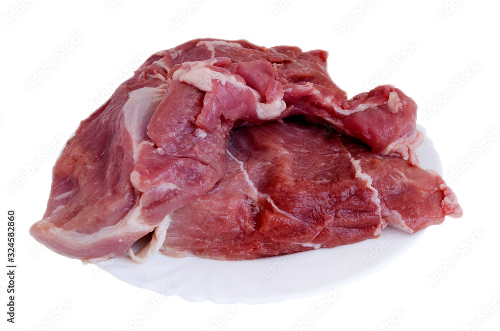 Raw meat on bones in a plate