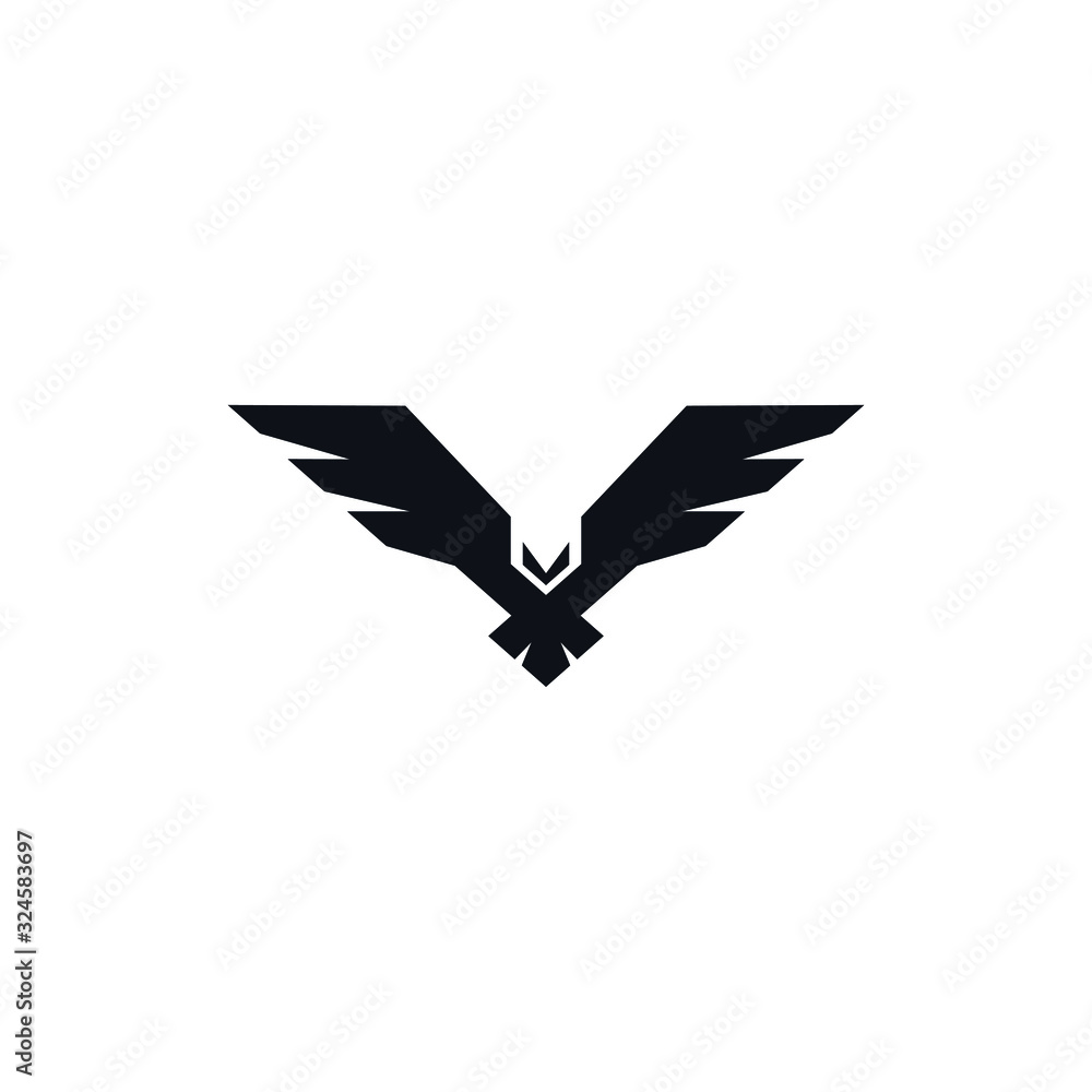 Hawk black icon on white background. Flying bird icon. Abstract logo  template for your ideas. Stock Vector | Adobe Stock