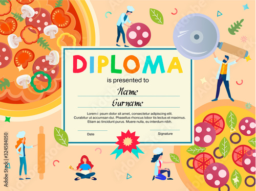 Diploma, certificate, rewarding of participants in cooking courses, contests, master classes