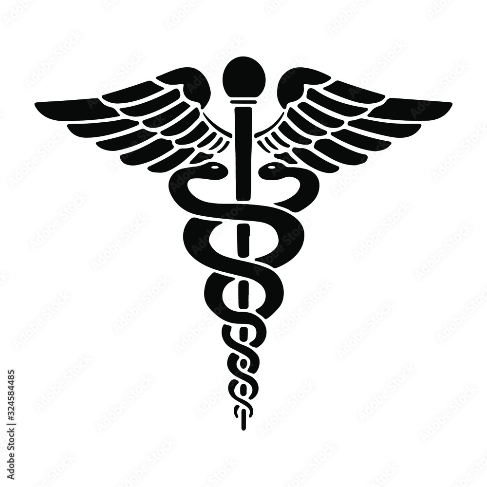Caduceus Medical Snake Logo Icon Vector Eps Isolated On White Stock