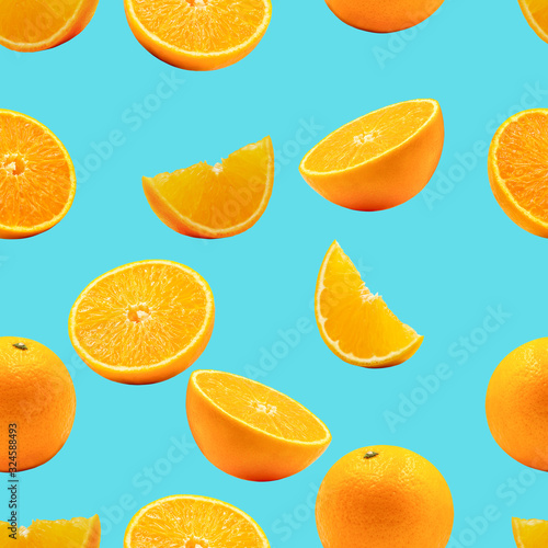 Seamless pattern of orange.Patterns or falling.Repeat object design for gift wrap or wallpaper concept.