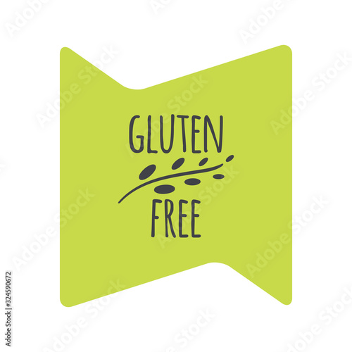 Gluten free sticker. Green vector sign isolated. Illustration symbol for food, label, icon, product, logo, package, healthy eating, diet