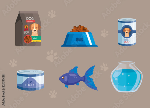 bundle of pet shop icons vector illustration design