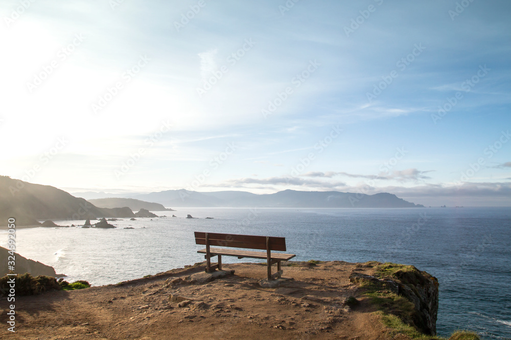 Inviting bench on a cliff