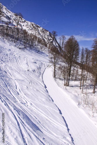 Snow slope, the route of the ski resort