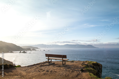 Inviting bench on a cliff