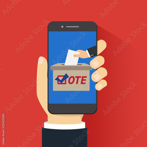 Voting online, e-voting, election internet system. Flat design. Vector illustration