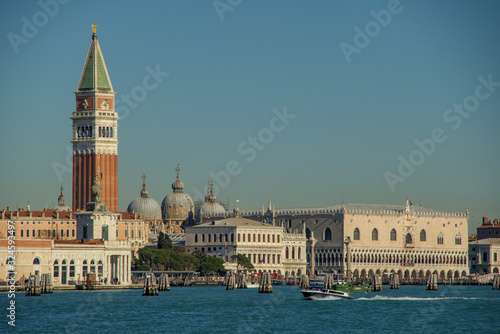 Venice, ITALY – FEBRUARY 6, 2020: Piazza San Marco and Doge's Palace seen from the Giudecca island