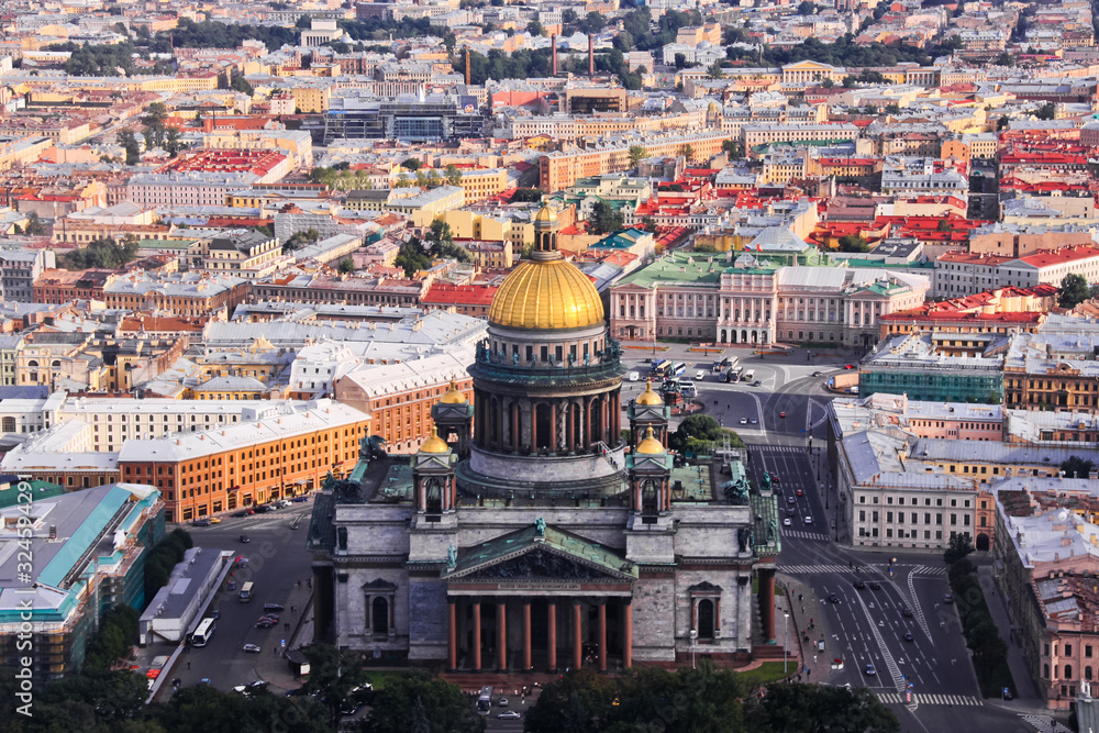 Fantastic panoramic view of St. Isaac's Cathedral in St. Petersburg