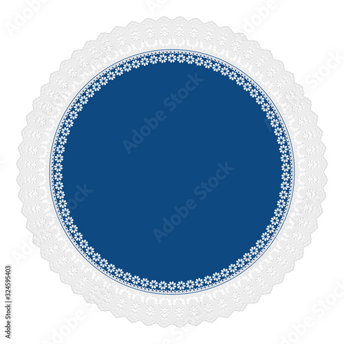 Openwork embroidery color of the year 2020 Classic Blue on a white background