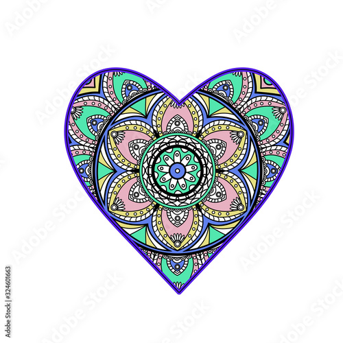 Vector illustration of a mandala heart