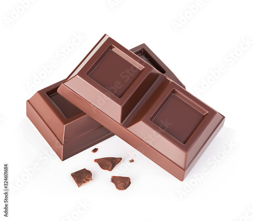 Chocolate bars isolated on a white background.