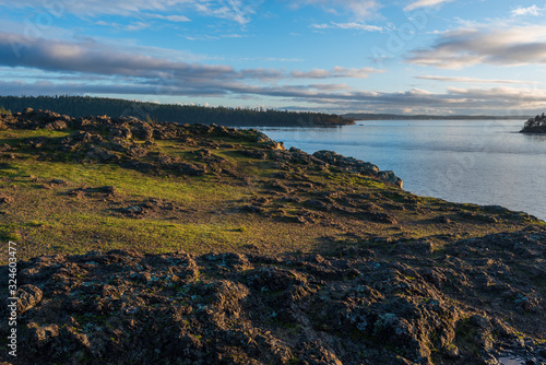 Wallpaper Mural Landscape of grass and rocks atop of hill overlooking the Pacific Ocean at Rosario Head on Fidalgo Island in Washington Torontodigital.ca