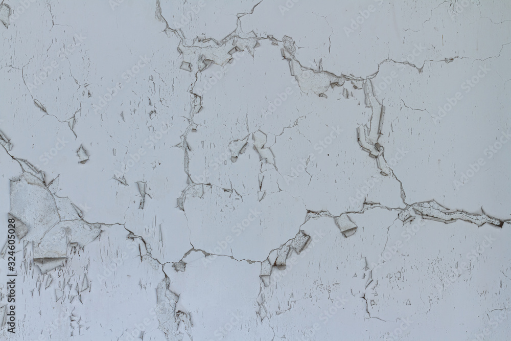 Fototapeta premium Close up detail pattern of decay textured from dark white coloring on the outdoor old cement wall background.