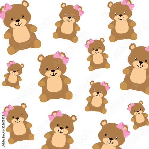 background of cute teddy bears female vector illustration design