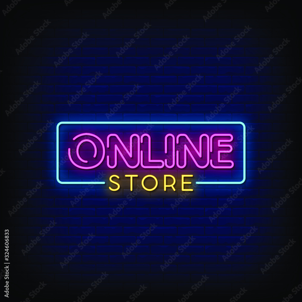 Online StoreNeon Signs Style Text Vector Online StoreNeon Signs Style Text Vector