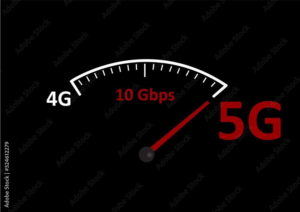 Vector background of 5G speed on the Speed-o-meter