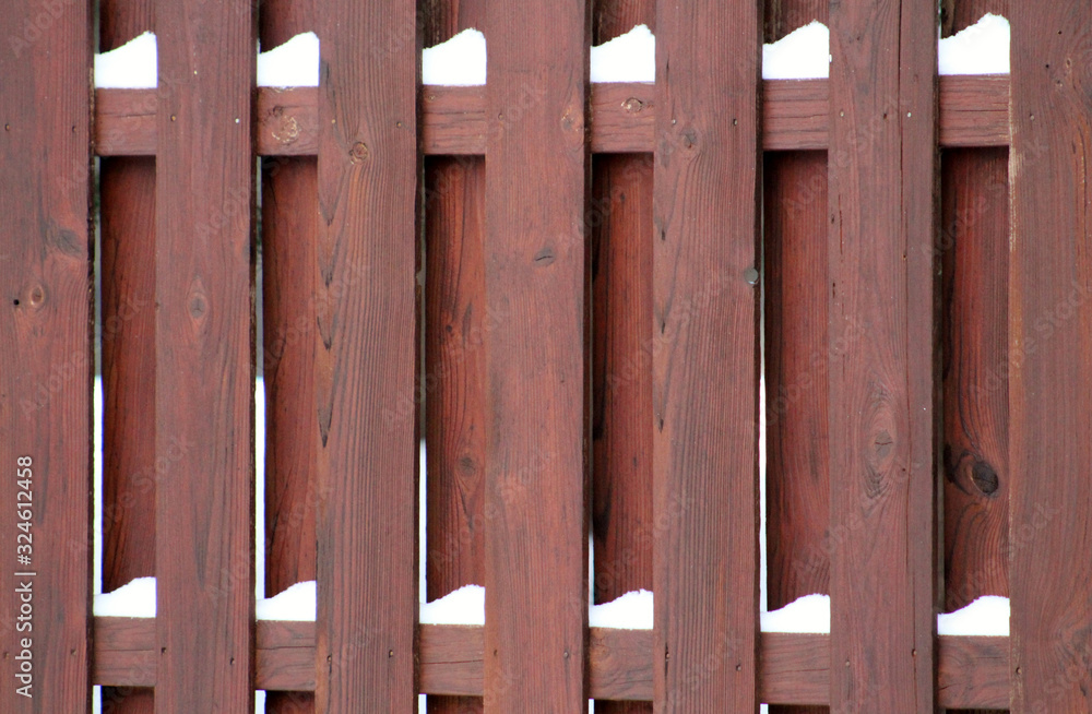 Redwood Fence with Snow