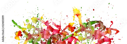Color Abstract watercolor blots on white background.