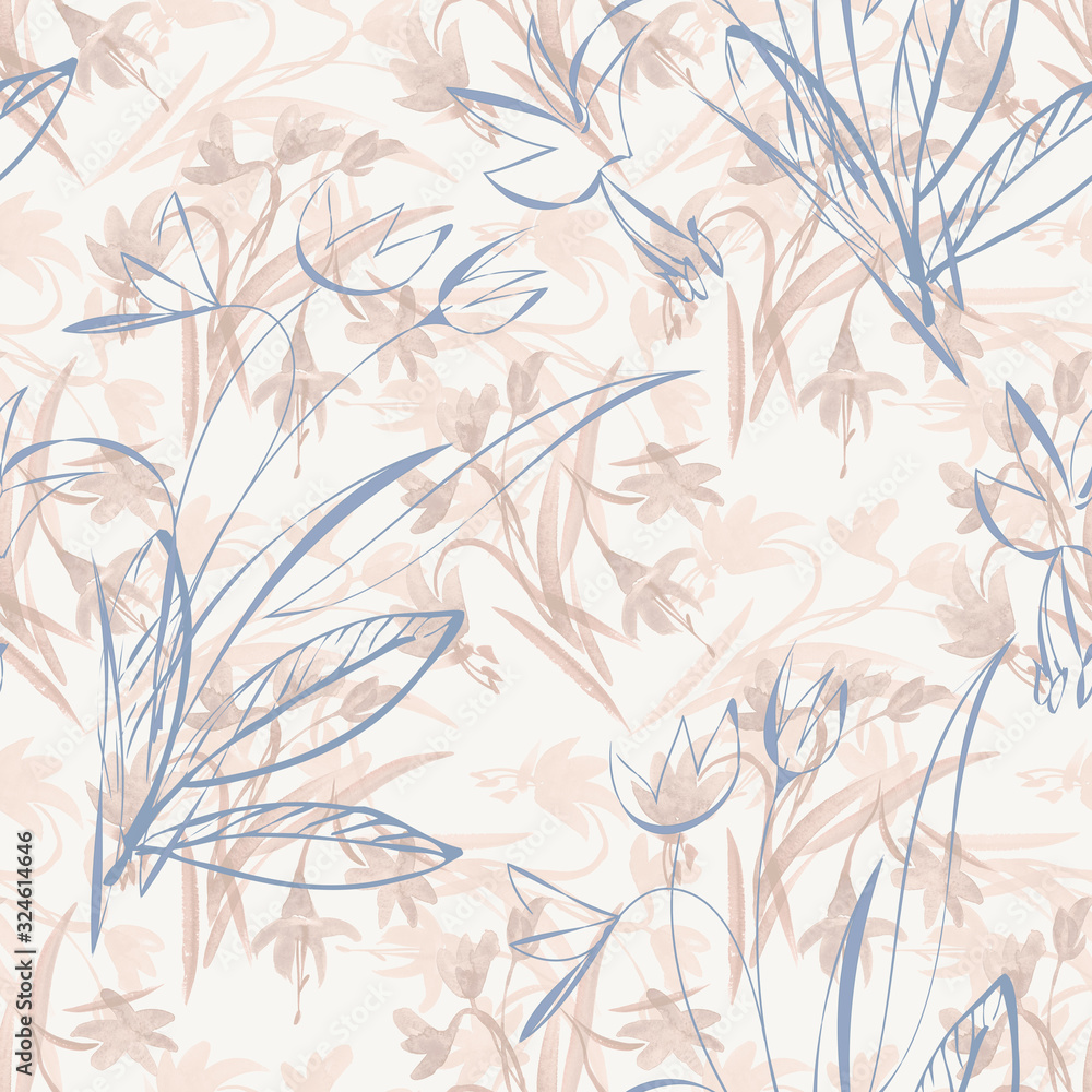 Watercolor Spring Seamless Pattern with Hand Painted Flowers Watercolor Spring Seamless Pattern with Hand Painted Flowers