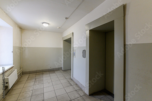 Russia, Omsk- October 18, 2019, 2019: interior room apartment. public place, porch. doors, walls, corridors