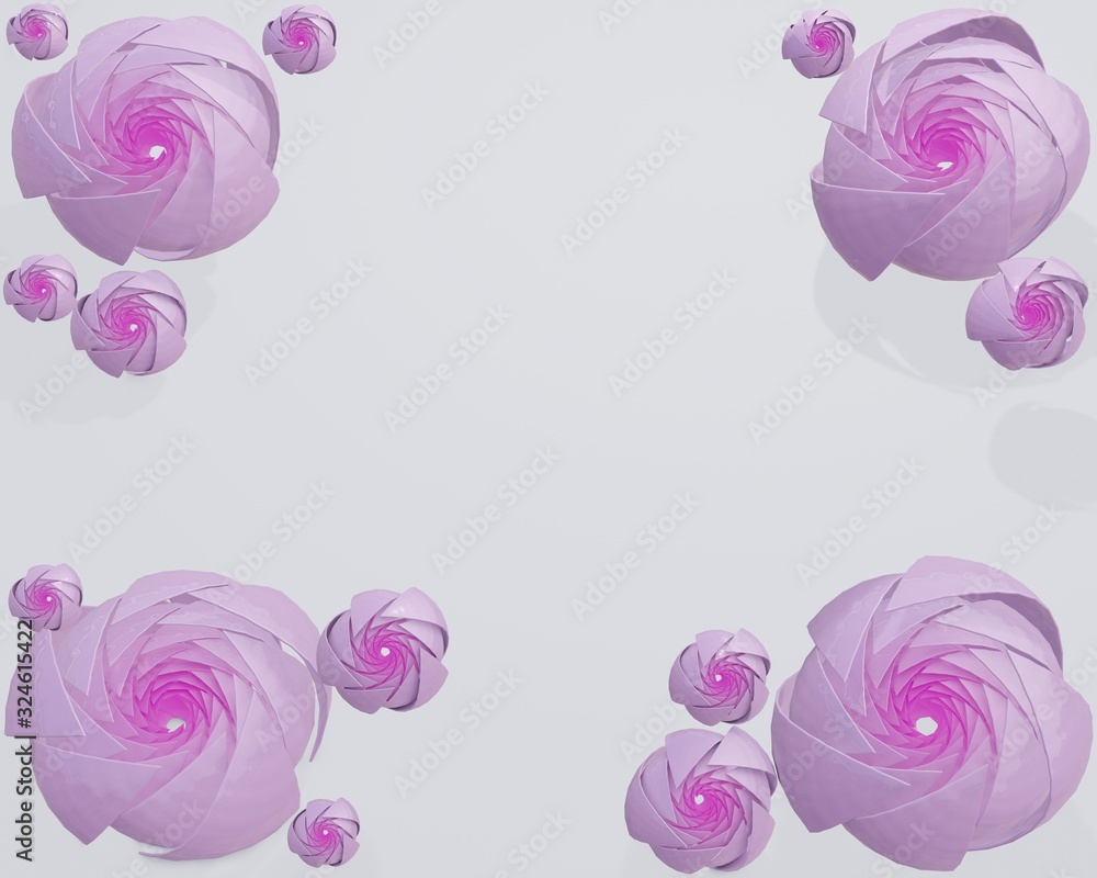 3d paper rose flowers - abstract background. 3d rendering. Stock illustration. 3d paper rose flowers - abstract background. 3d rendering. Stock illustration.