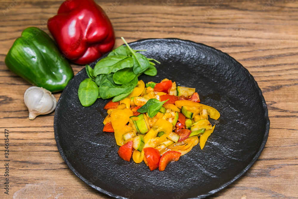 Fresh garden salad. Fresh garden salad on a plate. Fresh and healthy vegetable salad Fresh garden salad. Fresh garden salad on a plate. Fresh and healthy vegetable salad
