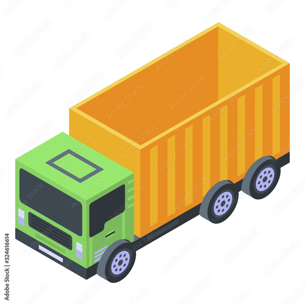 Farm truck icon. Isometric of farm truck vector icon for web design isolated on white background Farm truck icon. Isometric of farm truck vector icon for web design isolated on white background
