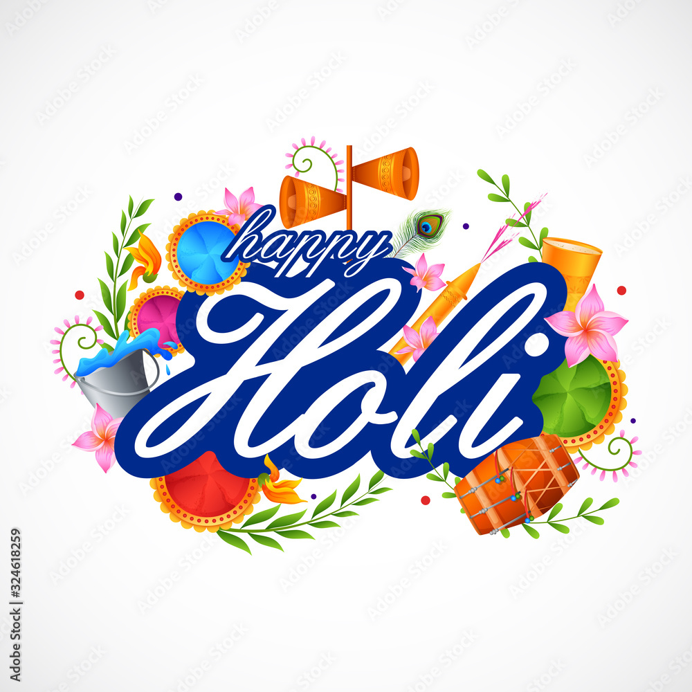 Colorful Traditional Holi background for festival of colors of India in vector