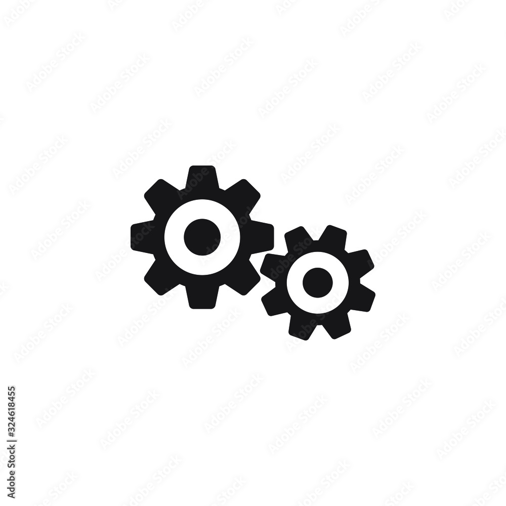 Settings icon, gears mechanism pictogram Settings icon, gears mechanism pictogram