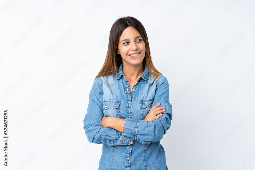 Young woman over isolated white background with confuse face expression Young woman over isolated white background with confuse face expression